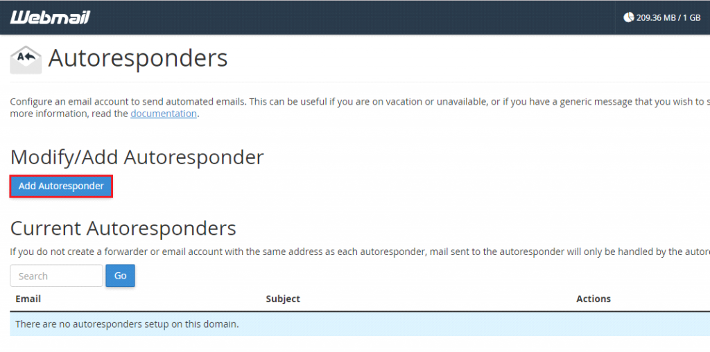 Set Up Email Responder in cPanel webmail