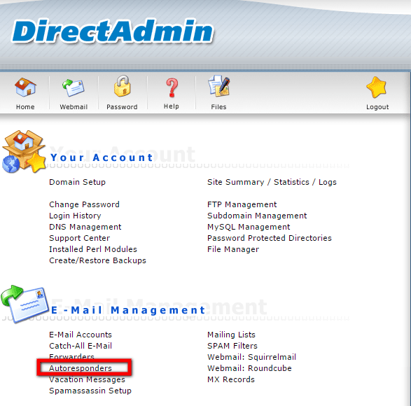 How to manage Autoresponders in DirectAdmin