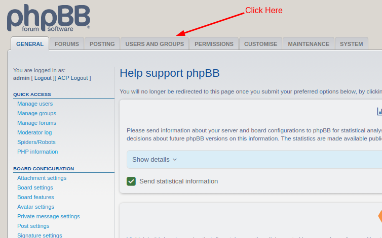 How to ban E-mail in phpBB - Step 1 and 2