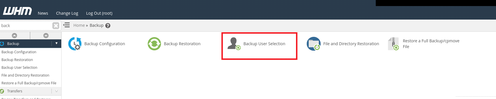 New cPanel feature - Backup User Selection