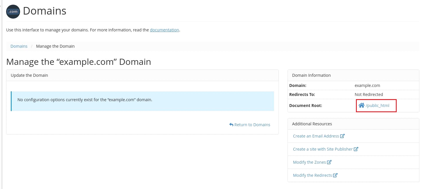 Domains in cPanel WebHostingPeople