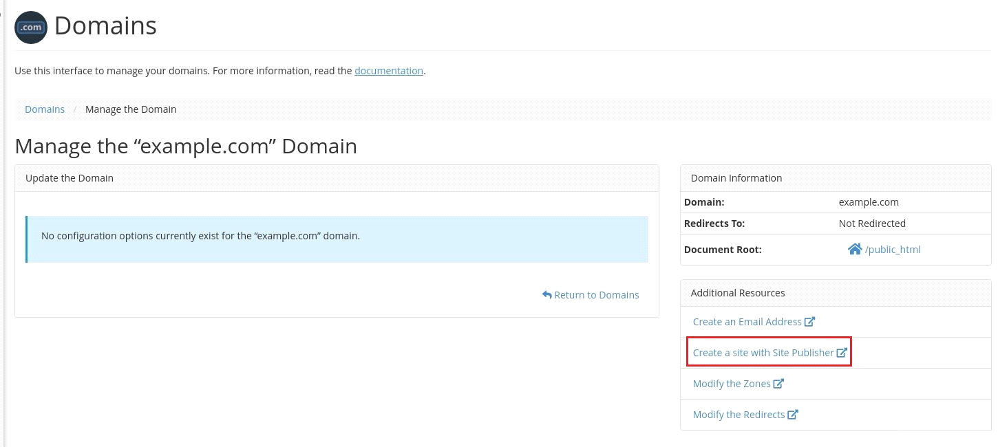 Domains in cPanel