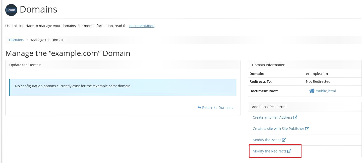 Domains in cPanel, new feature