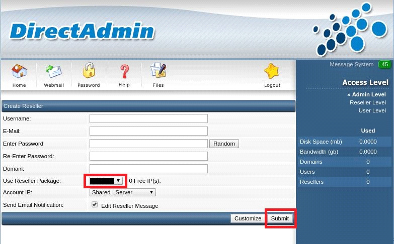 Add reseller account