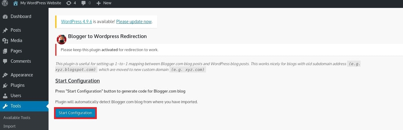 Blogger to WordPress Redirection Using Plugin
