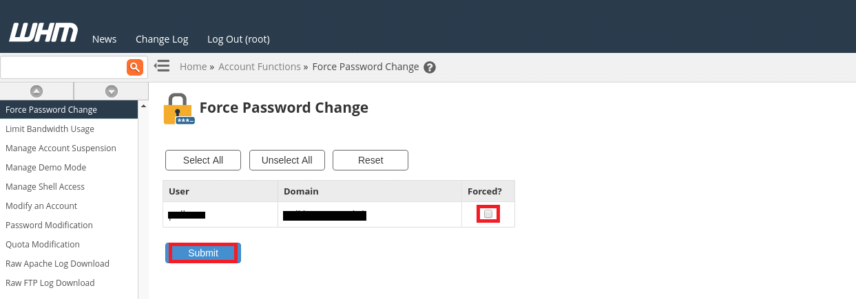 Force Password change WebHostingPeople