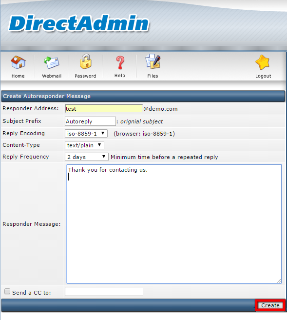 How to manage Autoresponders in DirectAdmin