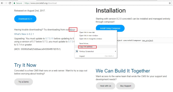 Install Concrete WebHostingPeople