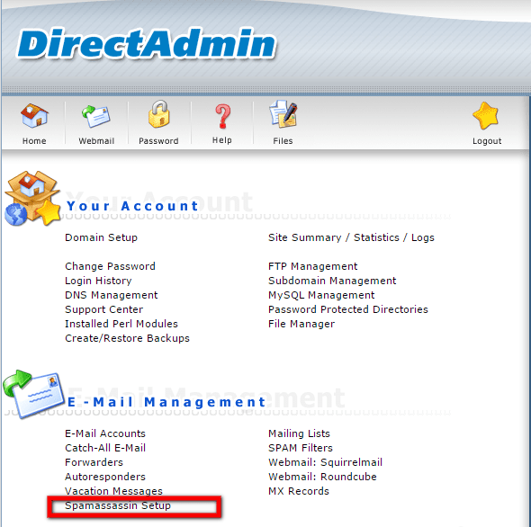 SpamAssassin Setup in DirectAdmin